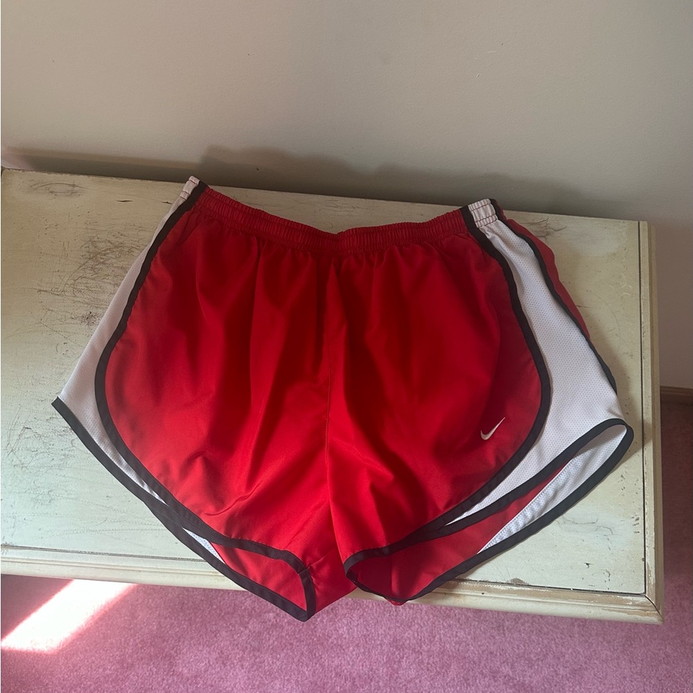 Nike Women's Red and White Athletic Shorts